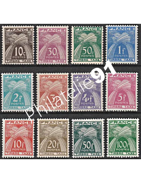 Timbres taxe n° 78 à 89 - Type Gerbes, collection timbres France