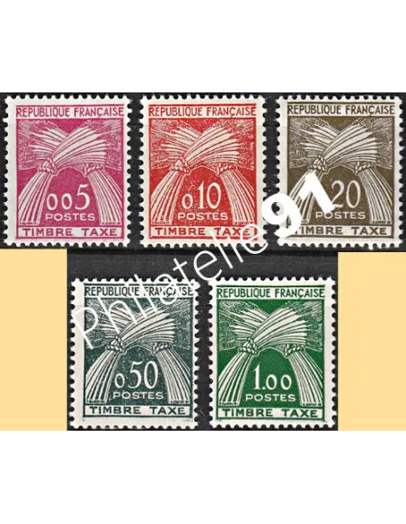 Timbres taxe n° 90 à 94 - Type Gerbes, collection timbres France