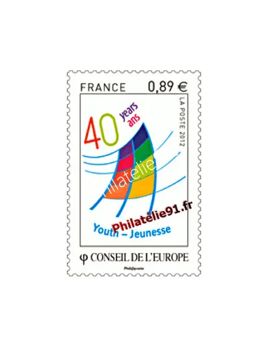 Timbre Conseil de l'Europe. n° 153. Logo du 40ème anniversaire du Centre européen de la jeunesse.