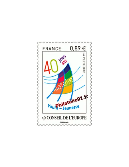 Timbre Conseil de l'Europe. n° 153. Logo du 40ème anniversaire du Centre européen de la jeunesse.