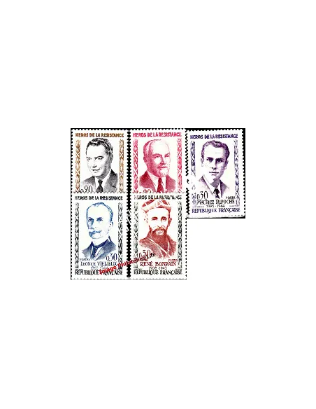 Timbres de France n° 1248 à 1252 - Héros de la Résistance (4ème série)
