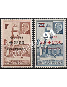 Timbres de Cote des Somalis n° 251 et 252 - timbres des colonies