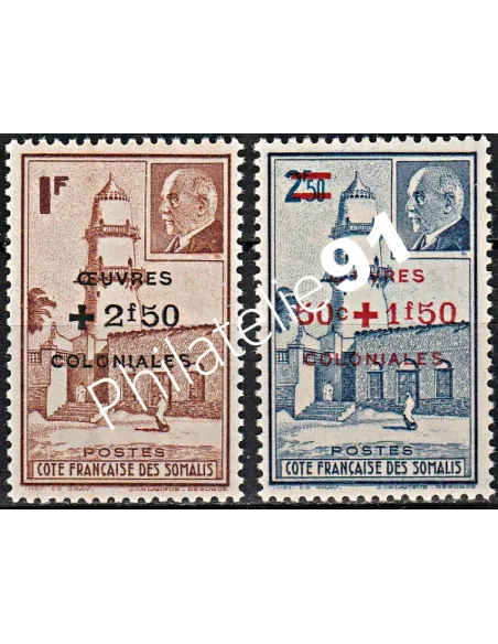 Timbres de Cote des Somalis n° 251 et 252 - timbres des colonies
