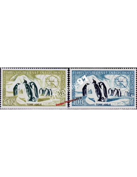Timbres des TAAF P.A. n°2 - 3, Manchots empereurs, Timbres des Dom-Tom