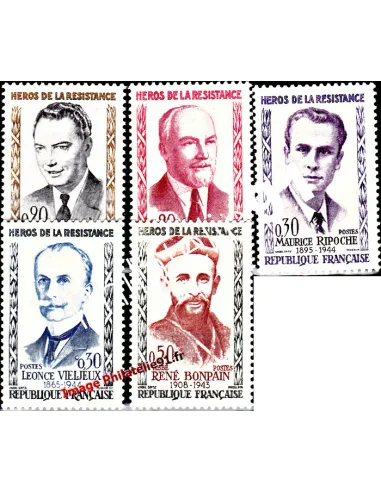 Timbres de France n° 1248 à 1252 - Héros de la Résistance (4ème série)