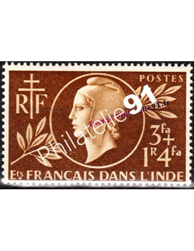 Timbre d'inde n° 233, Entraide française, collection timbres colonies