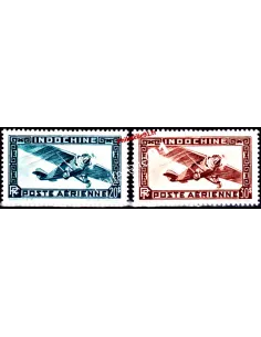Timbres d'INDOCHINE PA n° 46 à 47, avions, collection timbres colonies