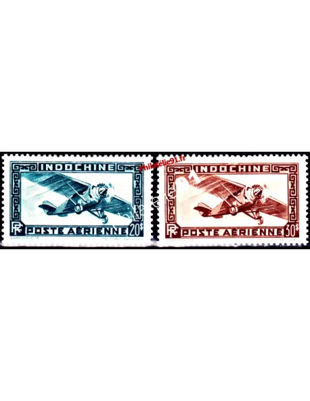 Timbres d'INDOCHINE PA n° 46 à 47, avions, collection timbres colonies