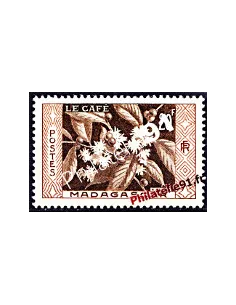 Timbre de Madagascar n° 331,le café, collection timbres colonies