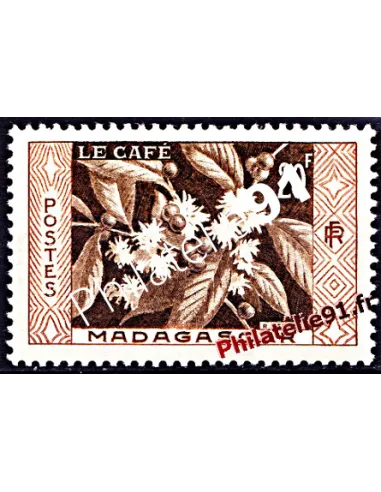 Timbre de Madagascar n° 331,le café, collection timbres colonies