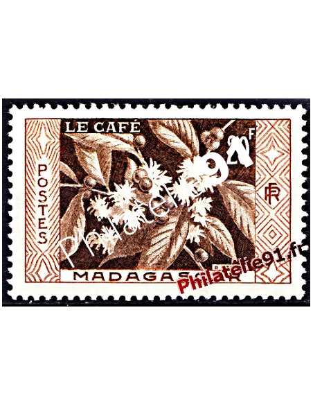 Timbre de Madagascar n° 331,le café, collection timbres colonies