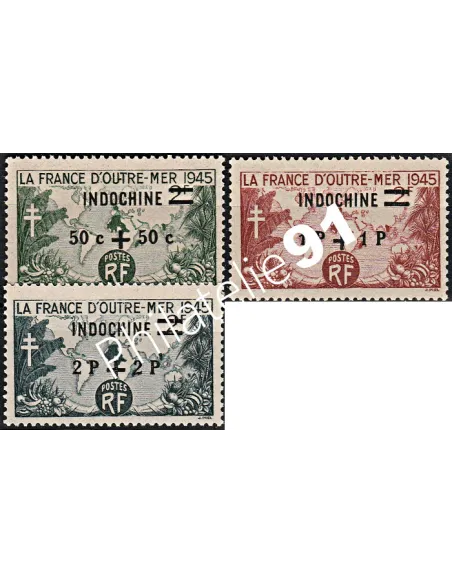 Timbres d'Indochine n° 296 à 298, timbres colonies Françaises