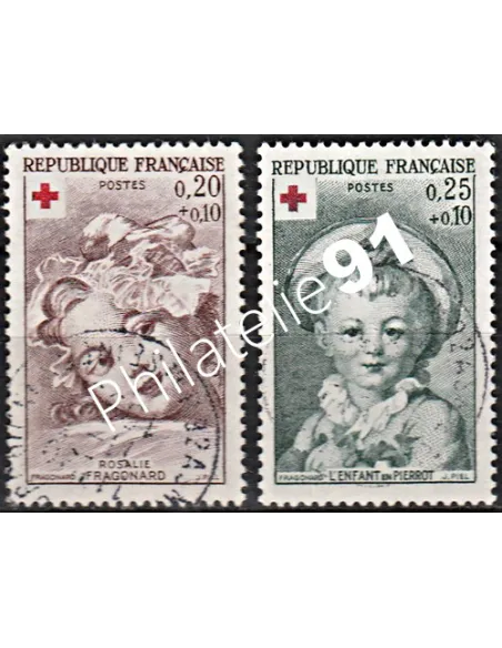 Timbre n° 1366 à 1367  oblitéré - collection timbres France