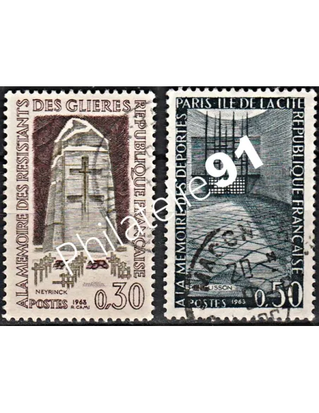 Timbre n° 1380 à 1381  oblitéré - collection timbres France
