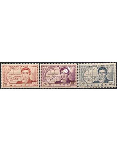 Timbres de Guinée n° 148 à 150, René Caillié, timbres colonies
