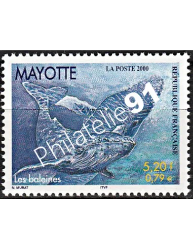 Mayotte n° 82, Les baleines, collection timbres Dom-Tom