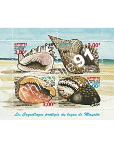 Mayotte n° 92 à 95 - BF n° 4, coquillages, collection timbres Dom-Tom