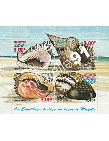 Mayotte n° 92 à 95 - BF n° 4, coquillages, collection timbres Dom-Tom
