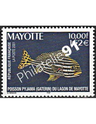 Mayotte n° 102, Poisson pyjama, collection timbres Dom-Tom