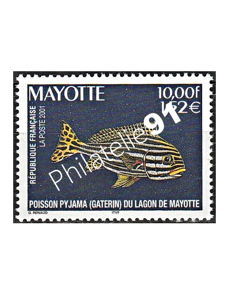 Mayotte n° 102, Poisson pyjama, collection timbres Dom-Tom