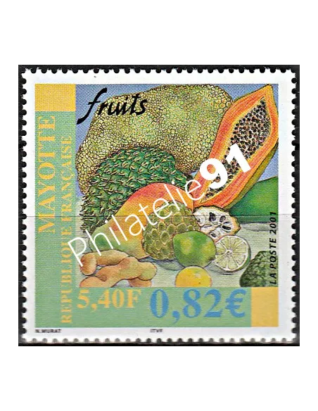 Mayotte n° 106, fruits, collection timbres Dom-Tom