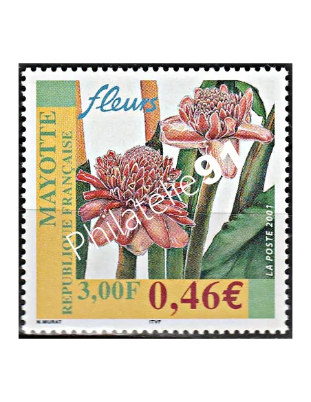 Mayotte n° 107, fleurs, collection timbres Dom-Tom