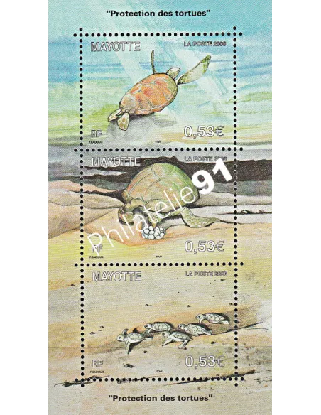 Mayotte n° 184 à 186, tortues marines, collection timbres Dom-Tom