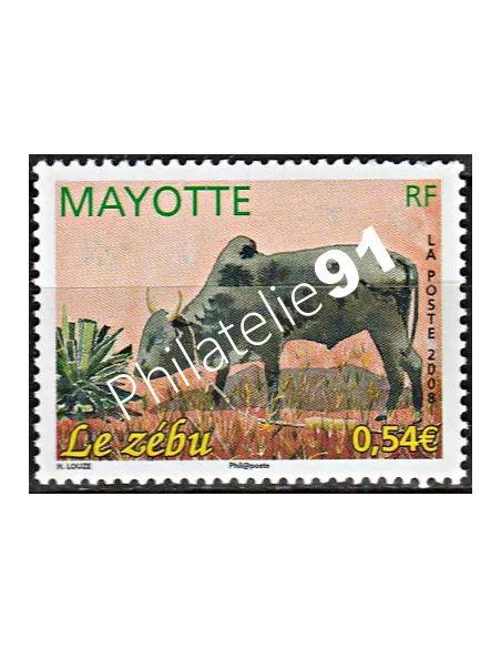 Mayotte n° 208, Le zébu, collection timbres Dom-Tom