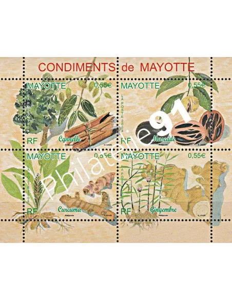 Mayotte n° 210 à 213 - Feuille - collection timbres Dom-Tom