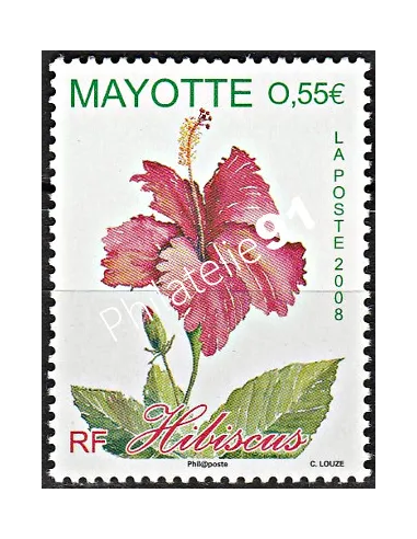 Mayotte n° 214, L'hibiscus, collection timbres Dom-Tom