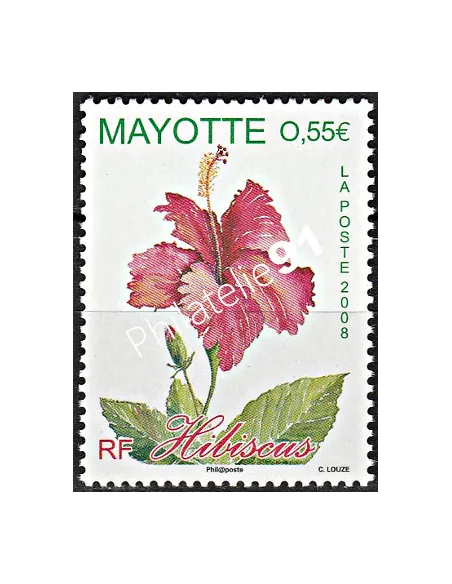 Mayotte n° 214, L'hibiscus, collection timbres Dom-Tom
