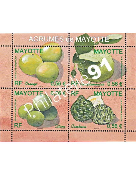 Mayotte n° 224 à 227, agrumes de Mayotte, collection timbres Dom-Tom