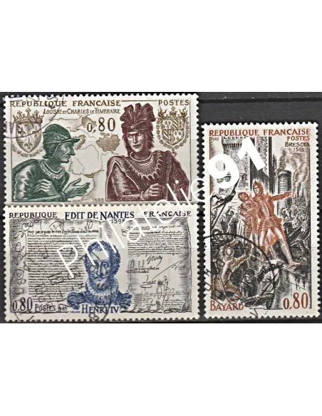 Timbre n° 1616 à 1618  oblitéré - collection timbres France