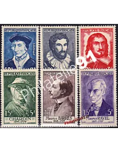 Timbres de France n° 1066 à 1071 - Célébrités du XVe au XXe siècle