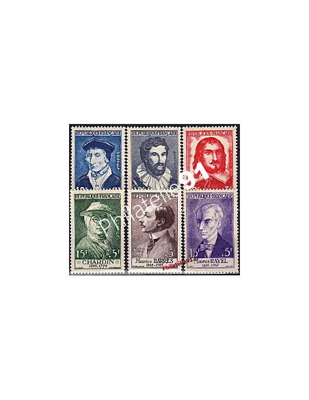 Timbres de France n° 1066 à 1071 - Célébrités du XVe au XXe siècle