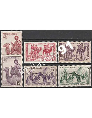 Timbres de MAURITANIE n° 125 à 130, timbres des colonies françaises