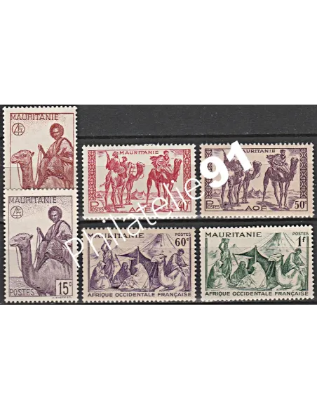 Timbres de MAURITANIE n° 125 à 130, timbres des colonies françaises