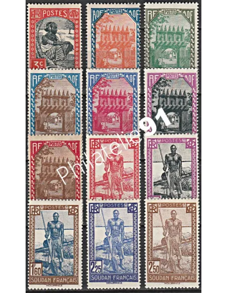 Timbres du Soudan n° 110 à 121 - collection timbres colonies