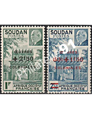 Timbres du Soudan  n° 133 et 134 - timbres des colonies