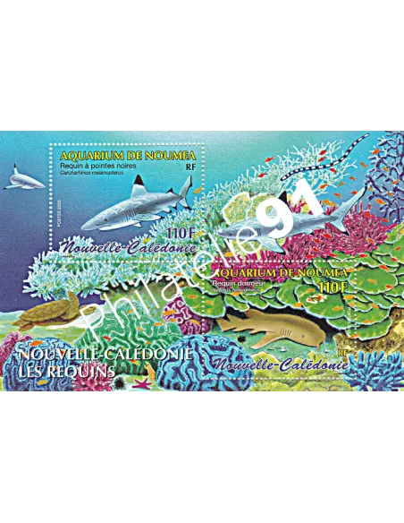 NOUVELLE CALEDONIE - BF n° 35 - requins - Collection timbre Dom-Tom