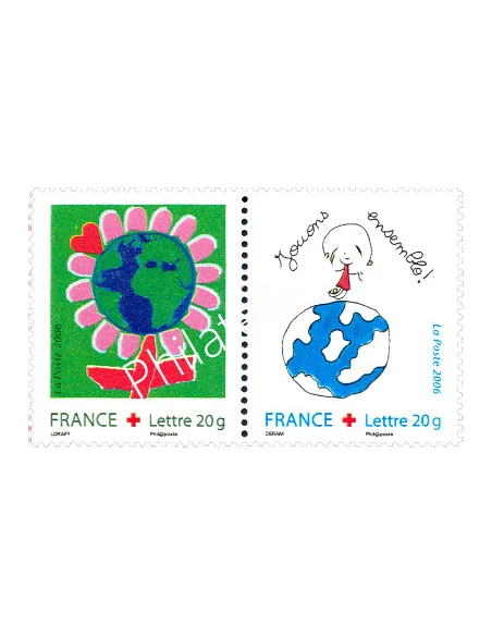 Paire de timbres Croix-Rouge n° 3991P, collection timbres France