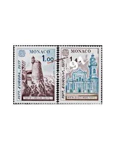 Timbres de MONACO n°1101-1102, EUROPA 1977, Monuments, timbres Monaco