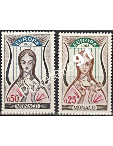 MONACO - n°  618 - 619 - EUROPA - 1963 - Lyre, femme, colombe