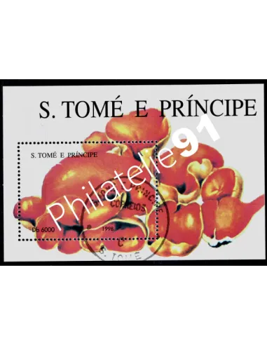 Bloc de timbre oblitéré de SAINT-TOME -  ANNÉE 1998 - CHAMPIGNONS