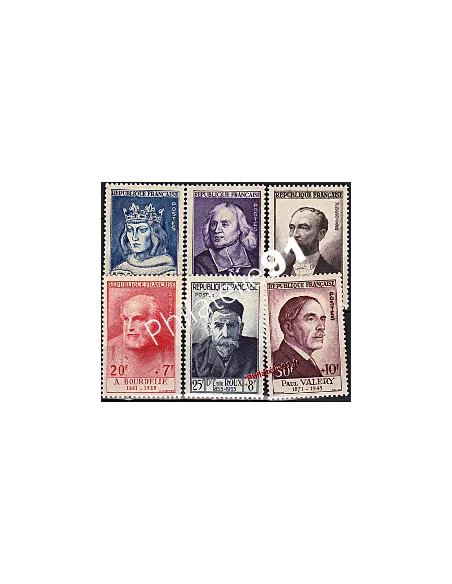 Timbres n°989 à 994, Célébrités du 13e siècle au 20e s., Collection Timbres France