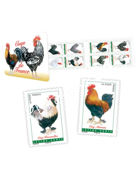 Carnet de 12 timbres Coqs de France,collection timbres France