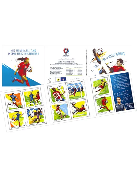 Carnet Football, vos 10 gestes préférés,collection timbres France