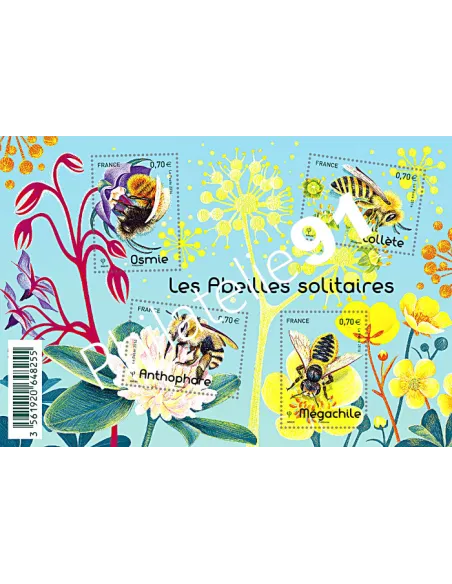 F5052 à 5054, Feuille Abeilles solitaires,collection timbres France