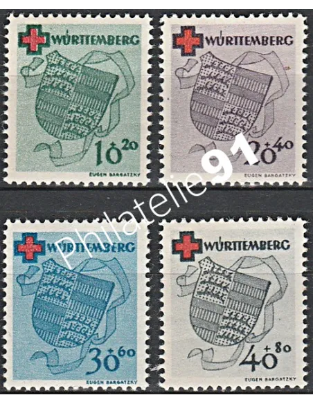 Wurtemberg - n° 38 à 41 - Timbres des Colonie françaises