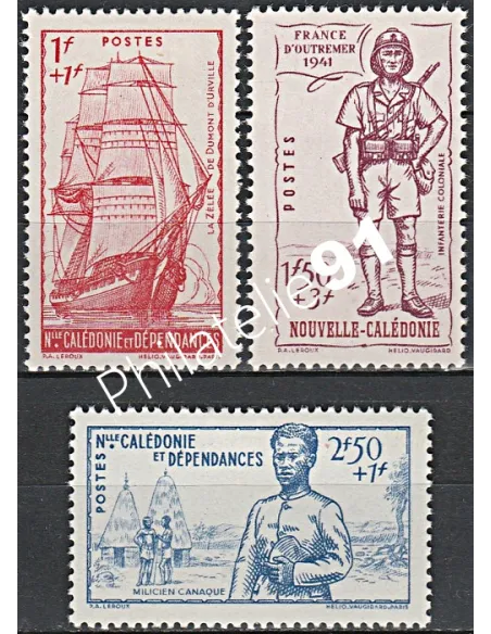 Nouvelle Calédonie n° 190 à 192, Timbres des Colonies française